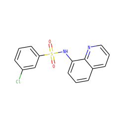 O=S(=O)(Nc1cccc2cccnc12)c1cccc(Cl)c1 ZINC000007709438