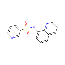 O=S(=O)(Nc1cccc2cccnc12)c1cccnc1 ZINC000082339800