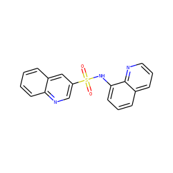 O=S(=O)(Nc1cccc2cccnc12)c1cnc2ccccc2c1 ZINC000205638082