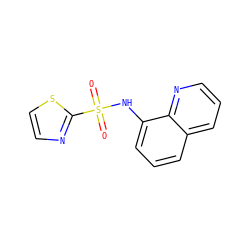O=S(=O)(Nc1cccc2cccnc12)c1nccs1 ZINC000201611980