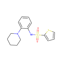 O=S(=O)(Nc1ccccc1N1CCCCC1)c1cccs1 ZINC000004333960