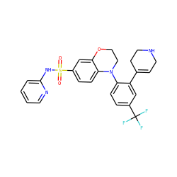 O=S(=O)(Nc1ccccn1)c1ccc2c(c1)OCCN2c1ccc(C(F)(F)F)cc1C1=CCNCC1 ZINC000205727542