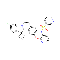 O=S(=O)(Nc1cccnc1Oc1ccc2c(c1)[C@H](C1(c3ccc(Cl)cc3)CCC1)NCC2)c1cccnc1 ZINC000114981064