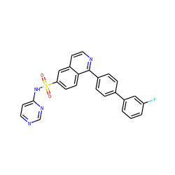 O=S(=O)(Nc1ccncn1)c1ccc2c(-c3ccc(-c4cccc(F)c4)cc3)nccc2c1 ZINC000215517027