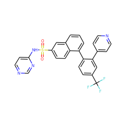 O=S(=O)(Nc1ccncn1)c1ccc2c(-c3ccc(C(F)(F)F)cc3-c3ccncc3)cccc2c1 ZINC000225040245