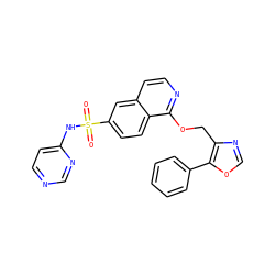 O=S(=O)(Nc1ccncn1)c1ccc2c(OCc3ncoc3-c3ccccc3)nccc2c1 ZINC000225037981