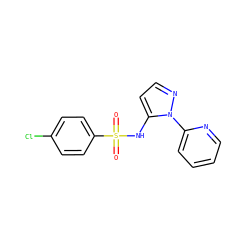 O=S(=O)(Nc1ccnn1-c1ccccn1)c1ccc(Cl)cc1 ZINC000146127297