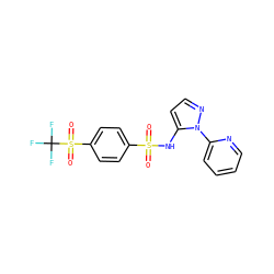 O=S(=O)(Nc1ccnn1-c1ccccn1)c1ccc(S(=O)(=O)C(F)(F)F)cc1 ZINC000146226281