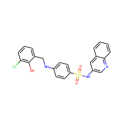 O=S(=O)(Nc1cnc2ccccc2c1)c1ccc(NCc2cccc(Cl)c2O)cc1 ZINC000103268204