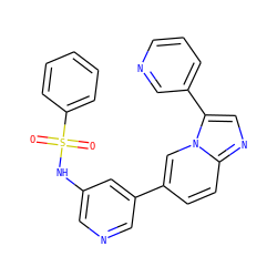 O=S(=O)(Nc1cncc(-c2ccc3ncc(-c4cccnc4)n3c2)c1)c1ccccc1 ZINC000071317591