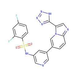 O=S(=O)(Nc1cncc(-c2ccc3ncc(-c4nnn[nH]4)n3c2)c1)c1ccc(F)cc1F ZINC000071316924