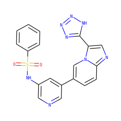O=S(=O)(Nc1cncc(-c2ccc3ncc(-c4nnn[nH]4)n3c2)c1)c1ccccc1 ZINC000071329473