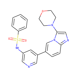 O=S(=O)(Nc1cncc(-c2ccc3ncc(N4CCOCC4)n3c2)c1)c1ccccc1 ZINC000071316929