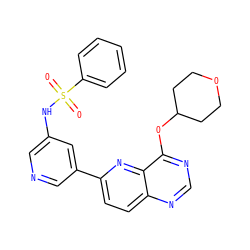 O=S(=O)(Nc1cncc(-c2ccc3ncnc(OC4CCOCC4)c3n2)c1)c1ccccc1 ZINC000169700777