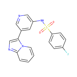 O=S(=O)(Nc1cncc(-c2cnc3ccccn23)c1)c1ccc(F)cc1 ZINC000113699091