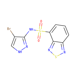 O=S(=O)(Nc1n[nH]cc1Br)c1cccc2nsnc12 ZINC000005985622