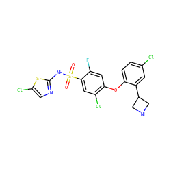 O=S(=O)(Nc1ncc(Cl)s1)c1cc(Cl)c(Oc2ccc(Cl)cc2C2CNC2)cc1F ZINC000095585254