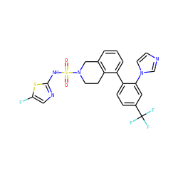 O=S(=O)(Nc1ncc(F)s1)N1CCc2c(cccc2-c2ccc(C(F)(F)F)cc2-n2ccnc2)C1 ZINC000147432601