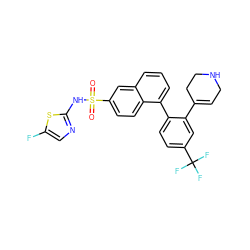 O=S(=O)(Nc1ncc(F)s1)c1ccc2c(-c3ccc(C(F)(F)F)cc3C3=CCNCC3)cccc2c1 ZINC000225108223