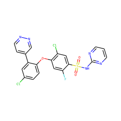 O=S(=O)(Nc1ncccn1)c1cc(Cl)c(Oc2ccc(Cl)cc2-c2ccnnc2)cc1F ZINC000095583774