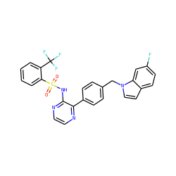 O=S(=O)(Nc1nccnc1-c1ccc(Cn2ccc3ccc(F)cc32)cc1)c1ccccc1C(F)(F)F ZINC000118911340