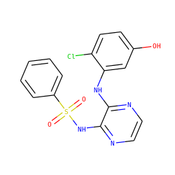 O=S(=O)(Nc1nccnc1Nc1cc(O)ccc1Cl)c1ccccc1 ZINC000299825130