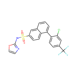 O=S(=O)(Nc1ncco1)c1ccc2c(-c3ccc(C(F)(F)F)cc3Cl)cccc2c1 ZINC000206131943