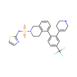 O=S(=O)(Nc1nccs1)N1CCc2c(cccc2-c2ccc(C(F)(F)F)cc2C2=CCNCC2)C1 ZINC000147450935