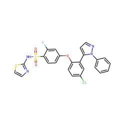 O=S(=O)(Nc1nccs1)c1ccc(Oc2ccc(Cl)cc2-c2ccnn2-c2ccccc2)cc1F ZINC000095584081