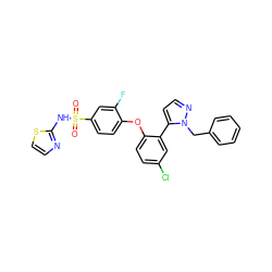 O=S(=O)(Nc1nccs1)c1ccc(Oc2ccc(Cl)cc2-c2ccnn2Cc2ccccc2)c(F)c1 ZINC000095584048