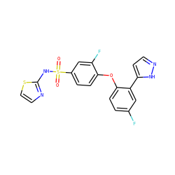O=S(=O)(Nc1nccs1)c1ccc(Oc2ccc(F)cc2-c2ccn[nH]2)c(F)c1 ZINC000095581286