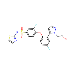 O=S(=O)(Nc1nccs1)c1ccc(Oc2ccc(F)cc2-c2ccnn2CCO)c(F)c1 ZINC000095581065