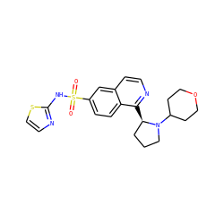 O=S(=O)(Nc1nccs1)c1ccc2c([C@@H]3CCCN3C3CCOCC3)nccc2c1 ZINC000225059178