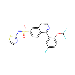 O=S(=O)(Nc1nccs1)c1ccc2c(-c3cc(F)ccc3OC(F)F)nccc2c1 ZINC000225114533