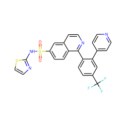O=S(=O)(Nc1nccs1)c1ccc2c(-c3ccc(C(F)(F)F)cc3-c3ccncc3)nccc2c1 ZINC000225050137