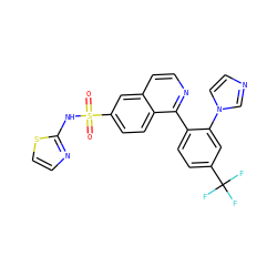 O=S(=O)(Nc1nccs1)c1ccc2c(-c3ccc(C(F)(F)F)cc3-n3ccnc3)nccc2c1 ZINC000215504238