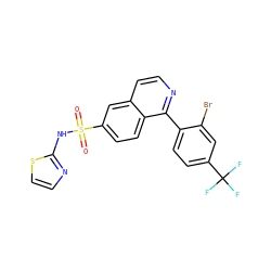 O=S(=O)(Nc1nccs1)c1ccc2c(-c3ccc(C(F)(F)F)cc3Br)nccc2c1 ZINC000215504776