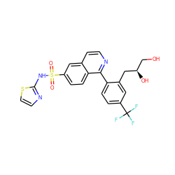 O=S(=O)(Nc1nccs1)c1ccc2c(-c3ccc(C(F)(F)F)cc3C[C@H](O)CO)nccc2c1 ZINC000215504513