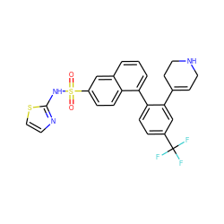 O=S(=O)(Nc1nccs1)c1ccc2c(-c3ccc(C(F)(F)F)cc3C3=CCNCC3)cccc2c1 ZINC000225087281
