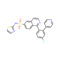 O=S(=O)(Nc1nccs1)c1ccc2c(-c3ccc(F)cc3-c3ccncc3)nccc2c1 ZINC000206089813