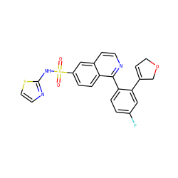 O=S(=O)(Nc1nccs1)c1ccc2c(-c3ccc(F)cc3C3=CCOC3)nccc2c1 ZINC000206089849