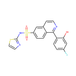O=S(=O)(Nc1nccs1)c1ccc2c(-c3ccc(F)cc3O)nccc2c1 ZINC000261161083