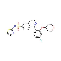 O=S(=O)(Nc1nccs1)c1ccc2c(-c3ccc(F)cc3OC3CCOCC3)nccc2c1 ZINC000225121757