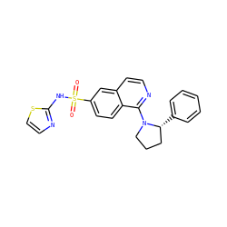 O=S(=O)(Nc1nccs1)c1ccc2c(N3CCC[C@H]3c3ccccc3)nccc2c1 ZINC000215504847