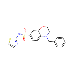 O=S(=O)(Nc1nccs1)c1ccc2c(c1)OCCN2Cc1ccccc1 ZINC000220256774