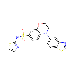 O=S(=O)(Nc1nccs1)c1ccc2c(c1)OCCN2c1ccc2scnc2c1 ZINC000205726177