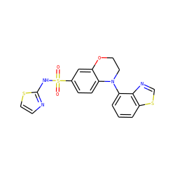 O=S(=O)(Nc1nccs1)c1ccc2c(c1)OCCN2c1cccc2scnc12 ZINC000205727513