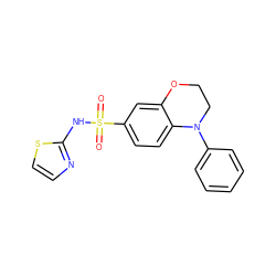 O=S(=O)(Nc1nccs1)c1ccc2c(c1)OCCN2c1ccccc1 ZINC000220239864