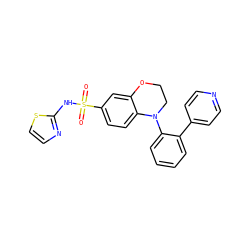 O=S(=O)(Nc1nccs1)c1ccc2c(c1)OCCN2c1ccccc1-c1ccncc1 ZINC000220244569