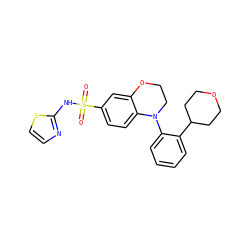 O=S(=O)(Nc1nccs1)c1ccc2c(c1)OCCN2c1ccccc1C1CCOCC1 ZINC000220296820